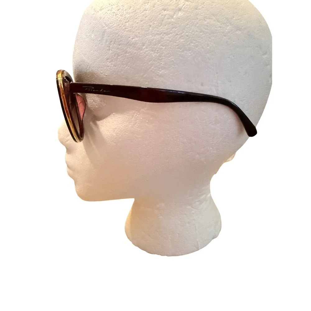 Piranha Womens Cat Eye Sunglasses Burgundy Gold Trim Brown Gradient 75872 PC 105